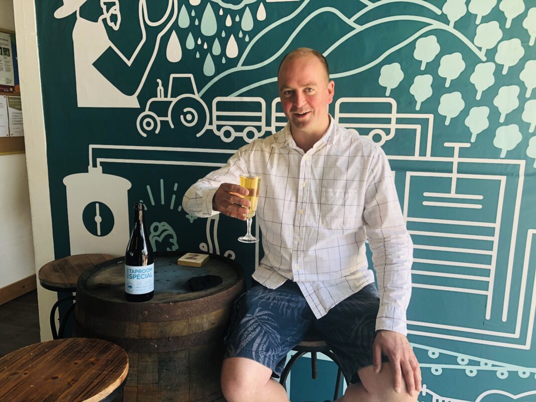 Jolyon drinking Taproom special