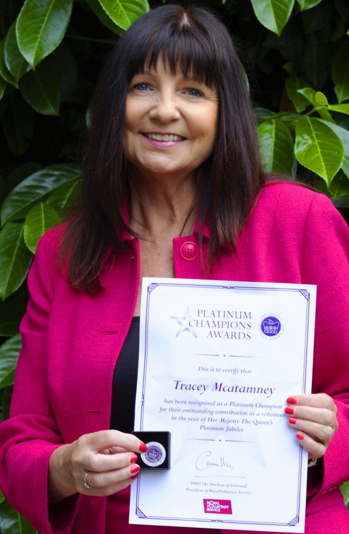 Tracey with Jubilee Award 2 - IMG_0026 Tracey McAtamney, Platinum Champion Award, Surviving Bereavement