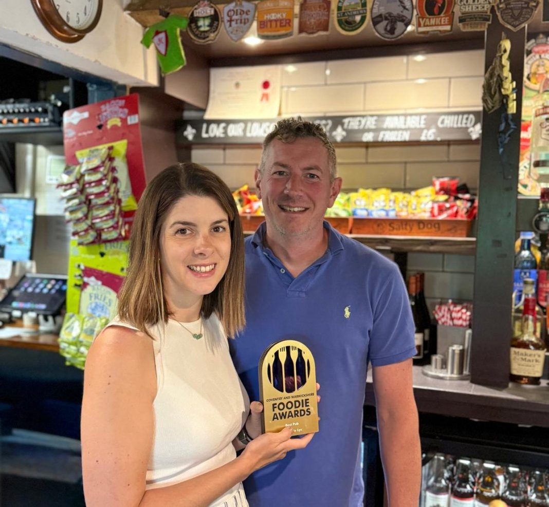 Emma and Nick Woodhouse take their award home Fleur de Lys, Lowsonford, Coventry & Warwickshire Foodie Awards