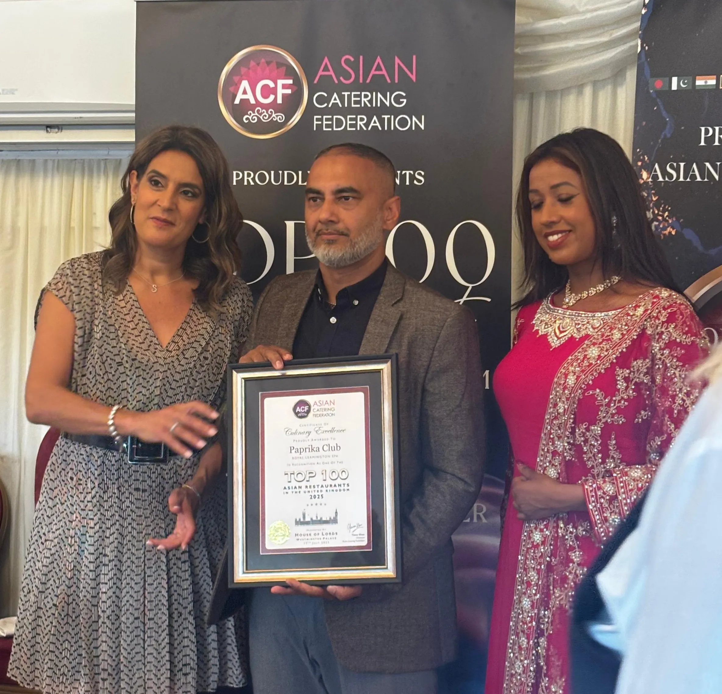 Paprika Club, Leamington, Top 100 Restaurants Award