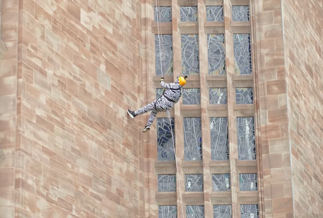 SMALL - Canon Gavin Kibble abseils Coventry Cathedral, abseil, Coventry Foodbank, Feed The Hungry UK