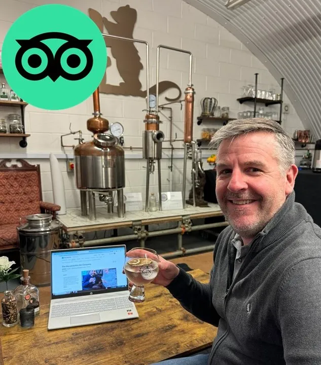 Dave Blick and TA logo Warwickshire Gin Company, David Blick, TripAdvisor