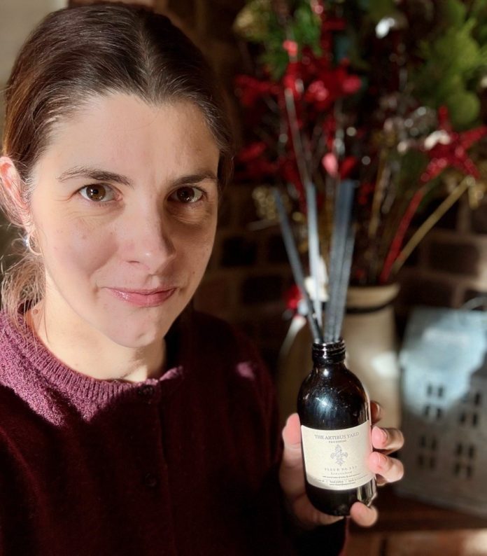 Emma Woodhouse with the diffuser Fleur de Lys, Lowsonford, Artibus Yard, Kenilworth, scent