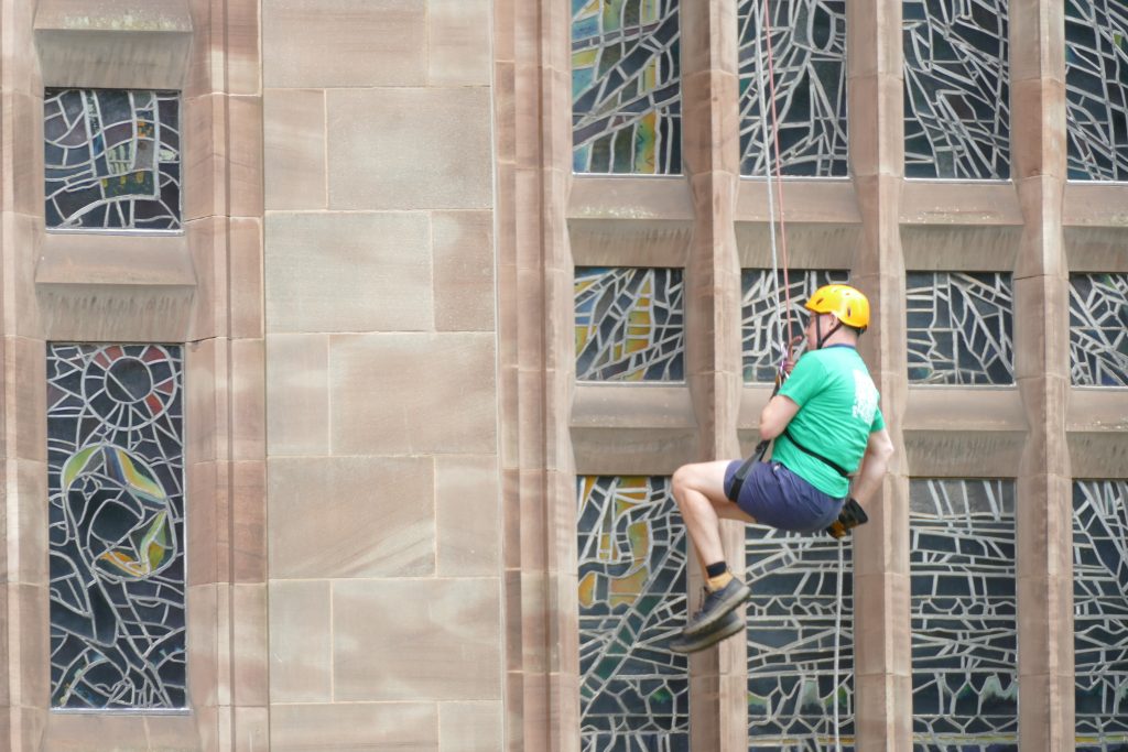 Coventry Foodbank, charity abseil, Coventry Cathedral