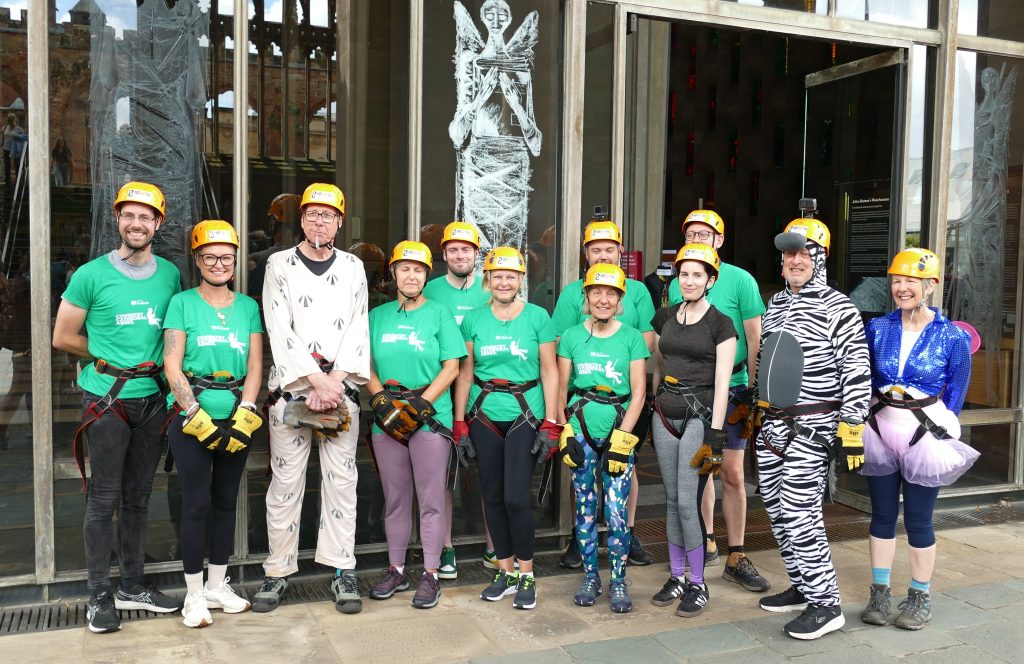 Coventry Foodbank, charity abseil, Coventry Cathedral