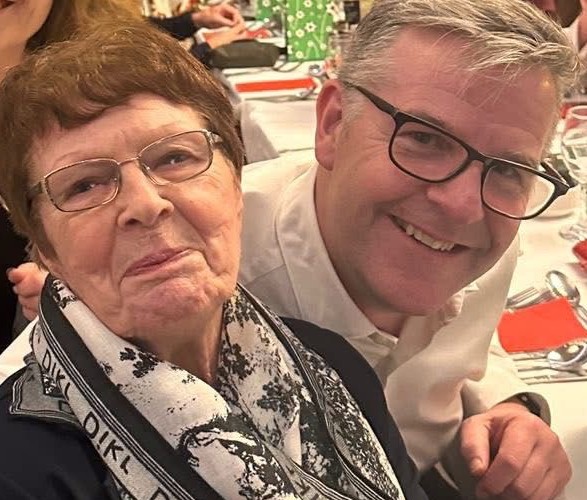 David pictured with his late mum Warwickshire Gin Company, David Blick, Ironman